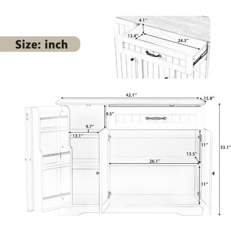 Armoire moderne et élégante, avec 3 portes et une étagère. Idéale pour les salles à manger, les salons et les entrées. Couleur blanche. (1/5)