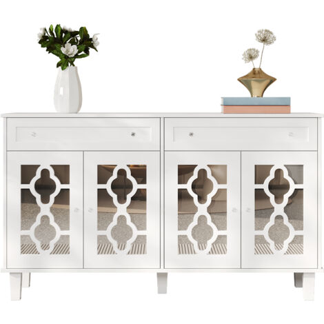 Armoire avec quatre portes vitrées. Compartiment à tiroirs, doté de tiroirs réglables. Poignées en cristal. (1/5)