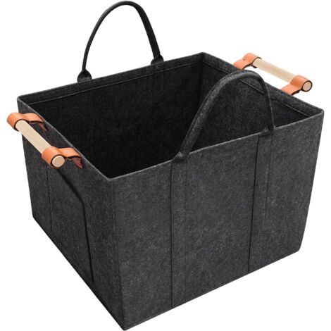 Panier de rangement en feutre, panier à linge grande capacité, panier de rangement pour objets divers (gris foncé) (1/5)