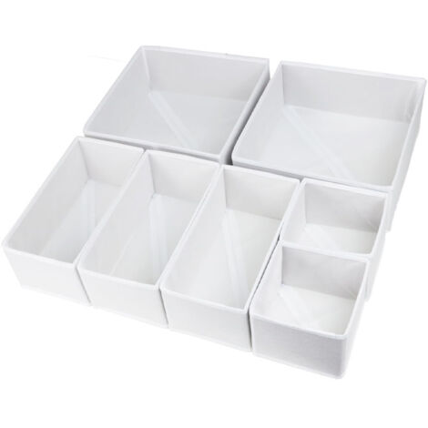 Lot de 6 boîtes de rangement pliables, organisateur de placard, rangement pour chaussettes et vêtements (blanc) (1/5)