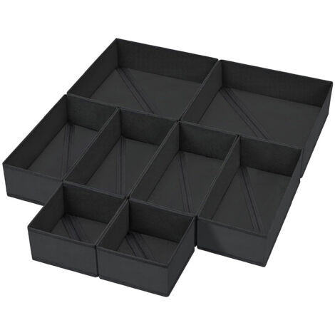 Lot de 6 organisateurs de sous-vêtements, rangement pour vêtements et vêtements, boîte de rangement pliable (noir) (1/5)