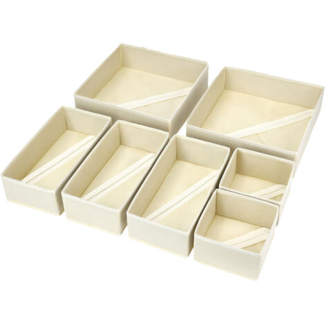 Lot de 6 boîtes de rangement pliables, organisateur de placard, rangement pour chaussettes et vêtements (beige) (1/5)