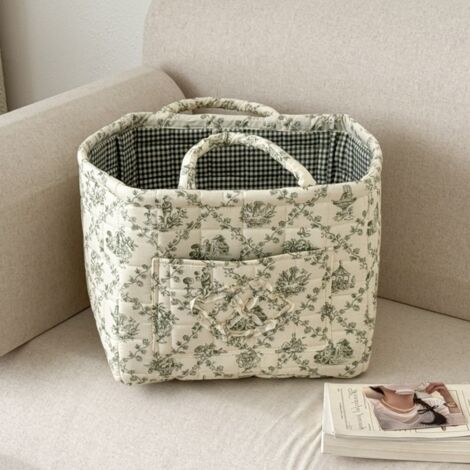 Corbeille à vêtements délavés à fleurs, panier de rangement léger, panier de stockage pliable, idéal pour le salon et la buanderie (1/5)