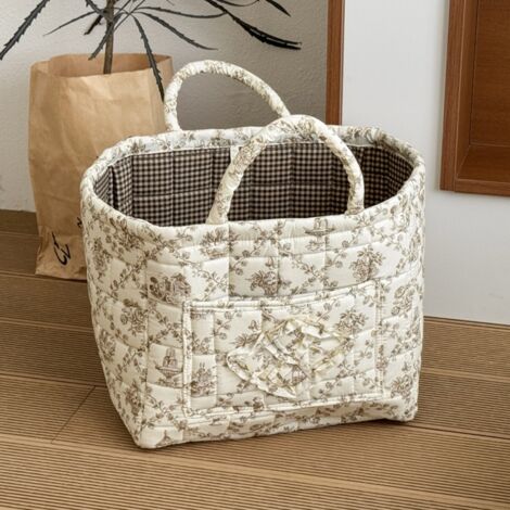 Corbeille à vêtements délavés à fleurs, panier de rangement léger, panier de stockage pliable, idéal pour le salon et la buanderie (1/5)