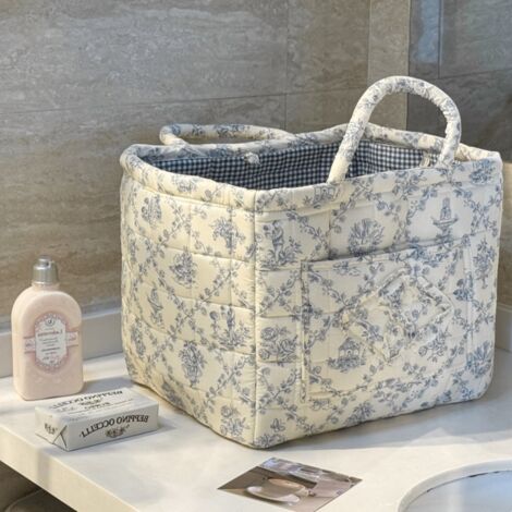 Corbeille à vêtements délavés à fleurs, panier de rangement léger, panier de stockage pliable, idéal pour le salon et la buanderie (1/5)