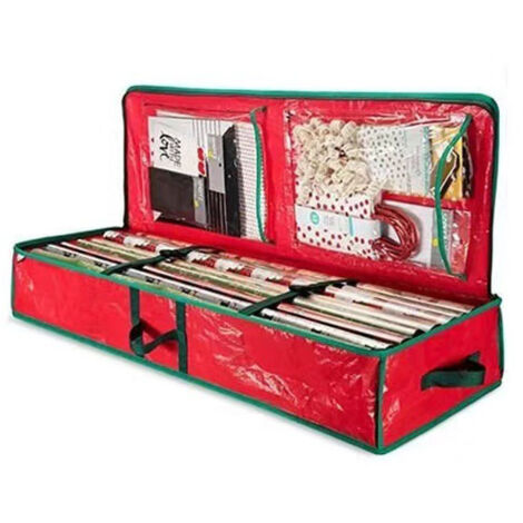 Boîte de rangement pour papier d'emballage cadeau avec poche intérieure - peut contenir 24 rouleaux de papier d'emballage standard - 1043616 cm (1/5)