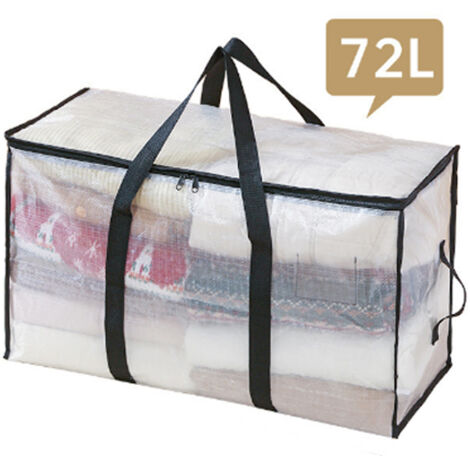 Sac de rangement 72L, sac de rangement à double fermeture éclair, sac d'emballage mobile, avec poignée, boîte de rangement, panier de rangement (1/5)