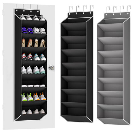 LEDANDER Étagère à chaussures suspendue à 8 niveaux pour porte de placard – Sacs de rangement multi-poches pour chaussures et accessoires 2 pièces (noir+gris) (1/5)