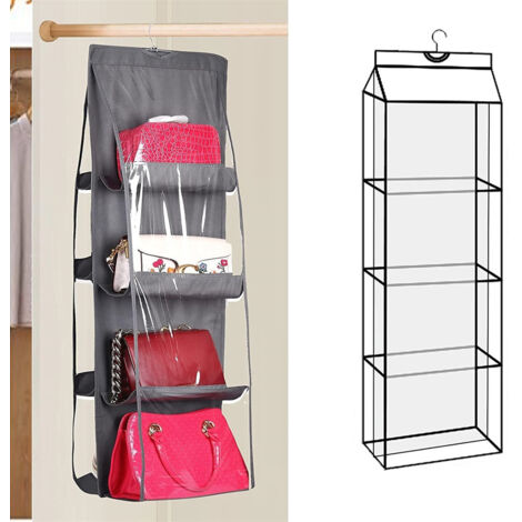LEDANDER Sac de rangement suspendu, facile à nettoyer, 8 poches, sac de rangement double face suspendu, sac à poussière gris 110x34CM (1/5)
