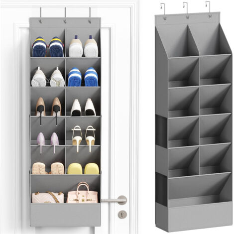 LEDANDER Grand meuble à chaussures suspendu avec 11 étagères de rangement, étagère suspendue élargie, tissu Oxford 42x15x126CM gris