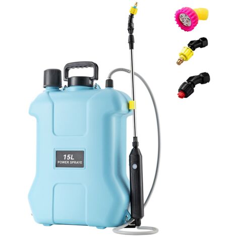 Pulvérisateur électrique grande capacité de 15 L, pulvérisateur à épaule haute pression, alimenté par batterie, avec perche télescopique et 3 buses (1/5)