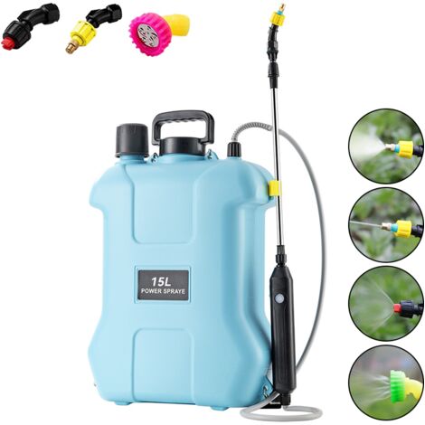 Pulvérisateur électrique grande capacité 15 L, Pulvérisateur d'épaule haute pression pour jardin avec perche télescopique et 3 buses