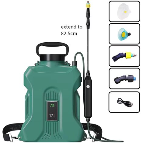Pulvérisateur électrique grande capacité de 12 L, pulvérisateur dorsal à batterie pour le nettoyage, la désinfection et l'arrosage (1/5)