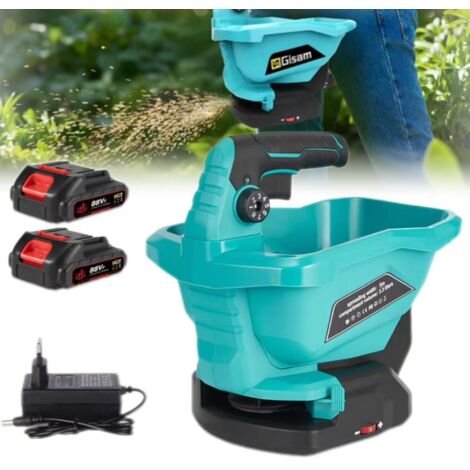 Épandeur d'engrais 3,3L, épandeur électrique à 6 vitesses, épandeur sans fil, compatible avec les batteries Makita 18V (2 batteries incluses) (1/5)