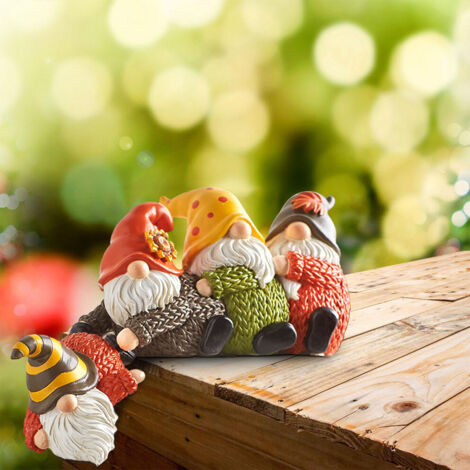 Statue de Noël en résine, sculpture de gnomes colorés, réutilisable, décoration de table et de chevet (1/4)