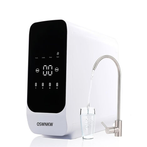LEDANDER Système RO sans réservoir 600GPD à haut débit, réduit les TDS, rapport de vidange 1:2,mineralisé, lumière UV, purificateur d'eau compact sous l'évier (1/4)