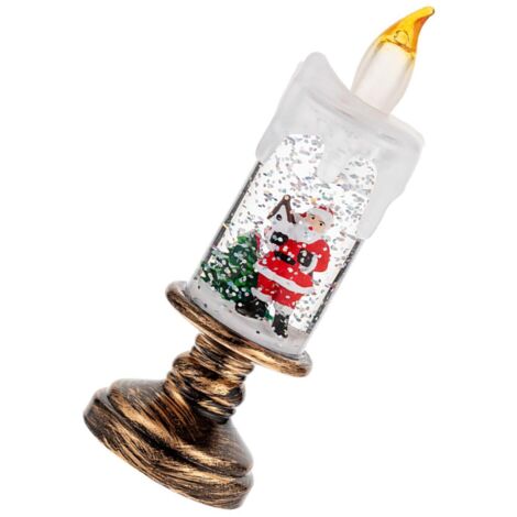 1 bougie de Noël sans flamme, boule à neige à piles, éclairage quotidien, décorations de Noël (Père Noël) (1/5)