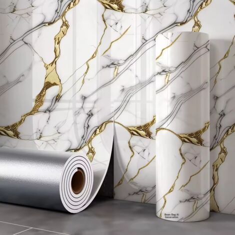 Sticker mural autocollant effet marbre, papier peint décoratif imperméable, idéal pour les cuisines, salles de bains, etc. 40 cm x 3 m (1 rouleau) (1/5)