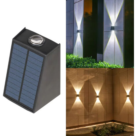 Applique murale solaire à 2 modes, éclairage décoratif et étanche pour maison, véranda, jardin (blanc chaud + blanc froid) (1/5)