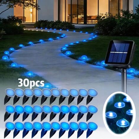 Lampe de jardin LED solaire de 7,8 m, 30 LED, éclairage décoratif extérieur pour allée, étanche IP65, idéale pour la décoration de jardin - bleu (1/5)