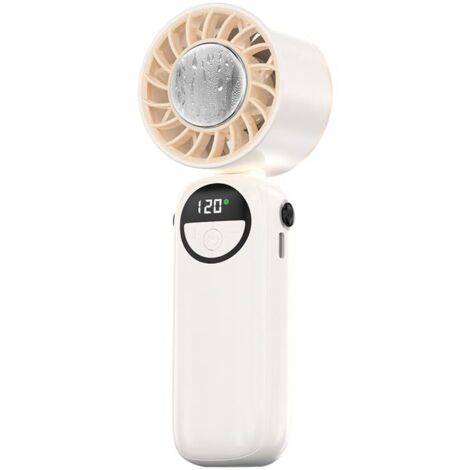 Ventilateur portable à main avec 6 vitesses, petit ventilateur rechargeable par USB, pliable, adapté bureau et à une utilisation en extérieur, blanc (1/5)