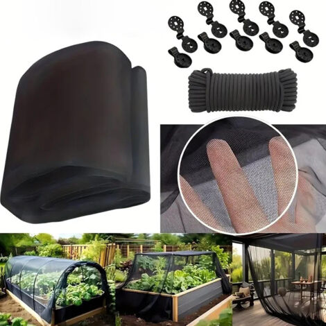 2PCS Filet anti-insectes à mailles fines, couverture pour plantes de jardin 2,4 x 4 m, moustiquaire, filet anti-oiseaux, convient aux potagers (noir) (1/5)