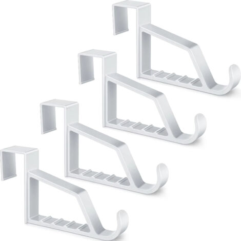 4 pièces Crochets de porte pour cintres, plastique blanc très fort pour les vêtements suspendus, serviettes, peignoirs, chapeaux, sacs (1/5)
