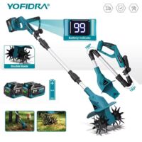 Motoculteur électrique, ameublisseur de sol de jardin,motoculteur rotatif sans fil,compatible avec les batteries Makita 21V,deux batteries de 3,0 Ah.