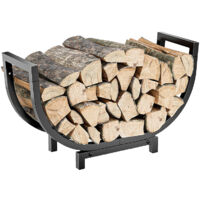 Range-bûches 61 cm, support à bûches robuste, organisateur de rangement en métal pour bûches, rangement de bois de chauffage résistant
