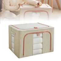 Boîte de rangement à grande fenêtre 66L, fenêtre transparente, boîte de rangement pliable en coton et lin, boîte de rangement pour jouets