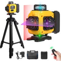 Niveau laser 4D à 16 lignes, faisceau à 4 couleurs, alignement horizontal et vertical à 360°, adapté à la décoration et à l'accrochage de tableaux.