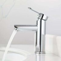 Feyfunns Mitigeur de Lavabo Design - Acier Inoxydable Chromé - Installation Single Hole - Filetage G1/2" -Robinet Salle de Bain Moderne (Sans Tuyau d'Arrivée)