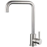 Mitigeur cuisine inox argenté 38 cm en forme de U rotation 360° double commande levier cartouche céramique