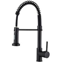 Mitigeur cuisine noir inox 44 cm rotatif 360° bec extensible robinet évier monotrou cartouche céramique