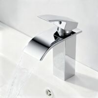 Robinet de salle de bain effet cascade, robinet de lavabo, accessoire de salle de bain, mitigeur de lavabo monocommande avec bec, mitigeur, lavabo