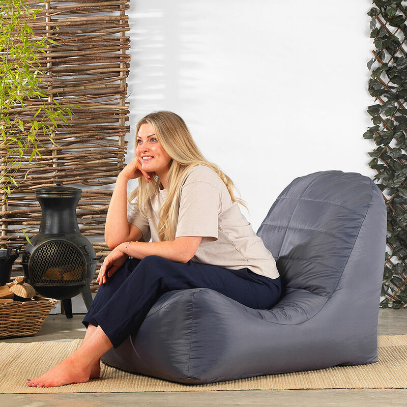 Outdoor Recliner Bean Bag - Indoor Outdoor Water Resistant Gamer Chair -  Charcoal Grey