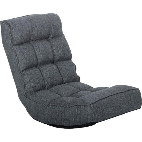 Klappbarer Bodenstuhl, 360° drehbarer Lesesessel mit 5-fach verstellbarer Rückenlehne, 58 x 107 x 79 cm, Grau (1/5)