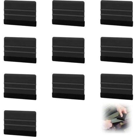 Lot de 10 Raclettes pour Application de Film Fenêtre et Voiture, Raclette en Feutre de Haute Qualité, Idéale pour Films Vinyle et Carbone, Bord Doux Anti-Rayures, Noir, 10x7 cm (1/5)