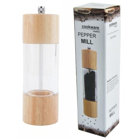 Moulin à Épices Manuel 6 Pouces avec Boîte Cadeau pour Sel Poivre et Assaisonnement en Cuisine