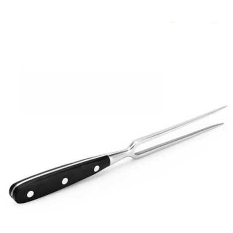 Fourchette à viande courte avec manche en bois pour saisir viandes rôties et grillades de cuisine (1/5)