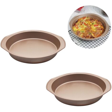Lot de 2 moules à pizza ronds de 9 pouces en acier au carbone avec revêtement antiadhésif pour cuisson maison (1/5)