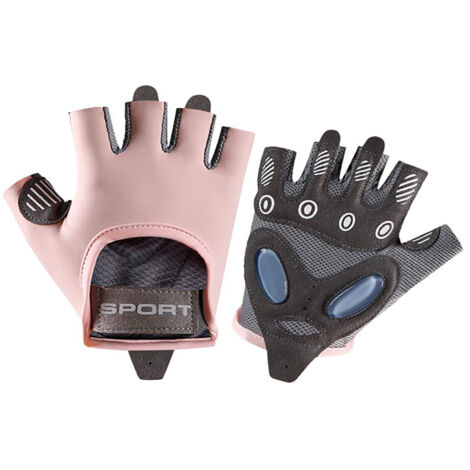 Gants de sport demi-doigts roses pour femmes fitness yoga et activités sportives (1/4)