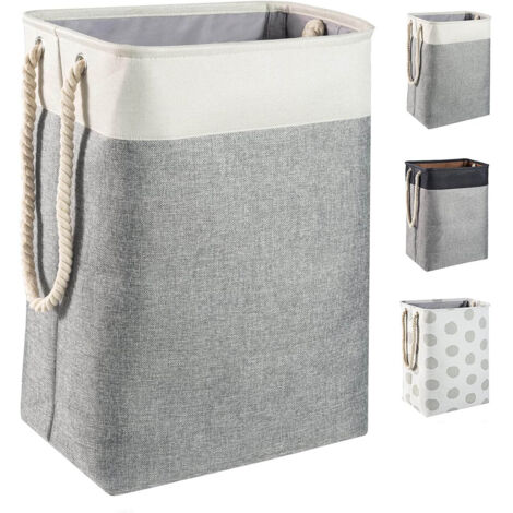 Grand panier à linge de 78 L, panier à linge pliable avec poignées en corde (1/5)