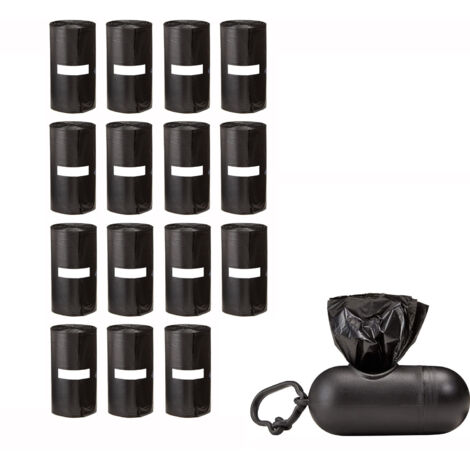 Lot de 15 sacs à déjections canines avec distributeur pilule noir assorti, sans parfum et hygiénique (1/5)