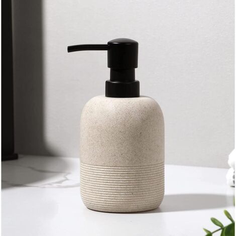 Distributeur de savon pour les mains blanc cassé élégant pour décoration salle de bain et cuisine (1/5)