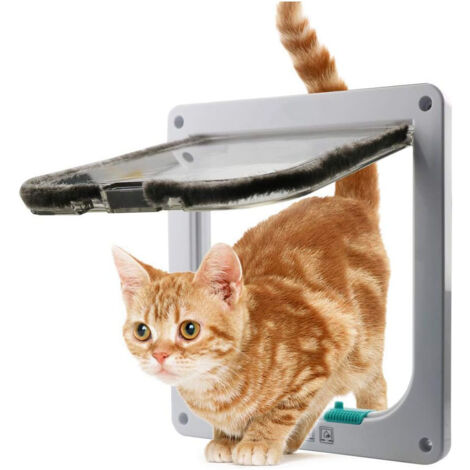 Chatière animaux bidirectionnelle blanche taille S pour chiens et chats, cadre robuste à fermeture magnétique (1/5)