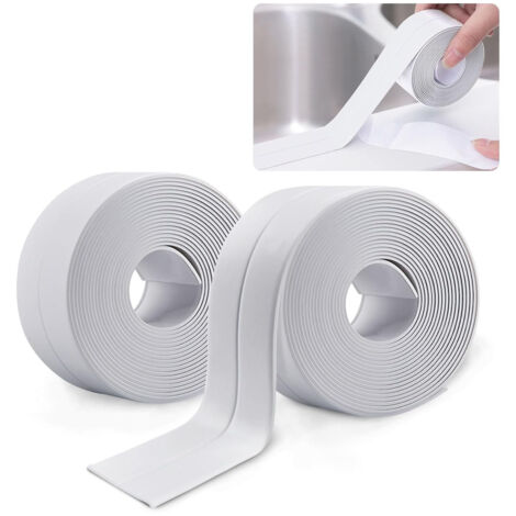 Lot de 2 rouleaux de ruban de jointoiement PVC épais blanc 38mm3,2m adhésif coton, étanche et anti-salissure (1/5)