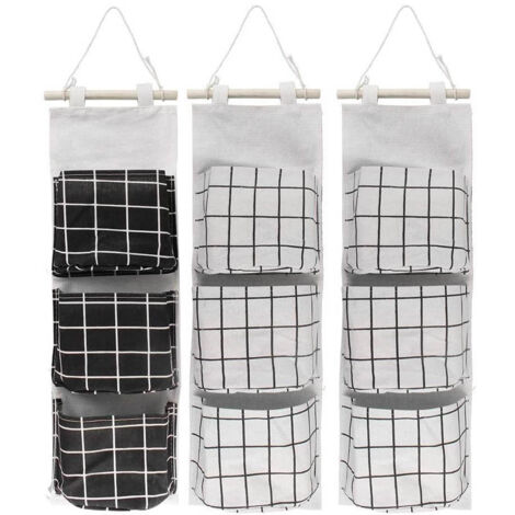 Ensemble de 3 sacs suspendus, organisateur mural de porte avec 3 poches (1/5)
