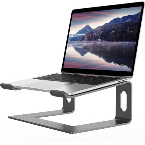 Support pour ordinateur portable de bureau, rehausseur en aluminium, gris (1/5)