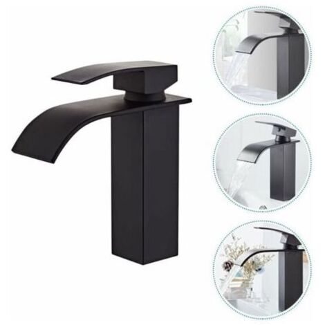 Robinet mitigeur lavabo cascade en laiton – Économie d'eau jusqu'à 30% – Tuyaux standard chaud/froid inclus – Installation facile (1/5)